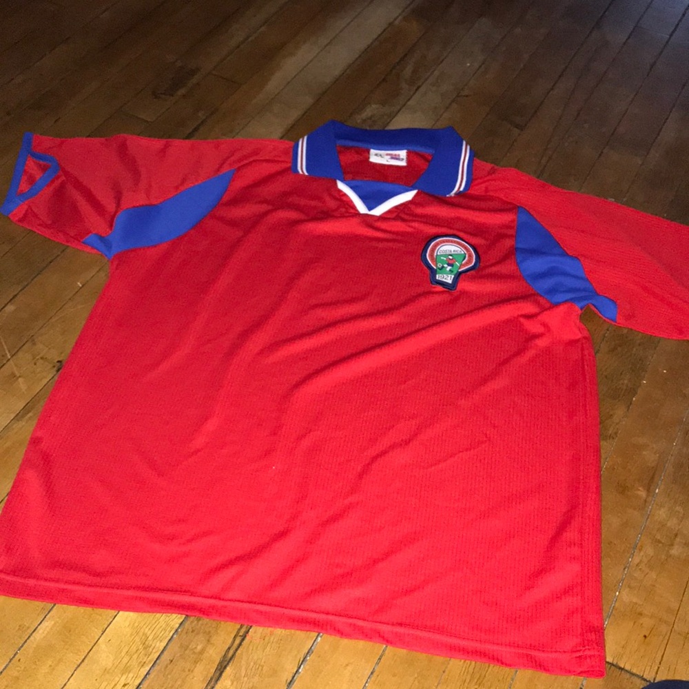 Costa Rica Futbol Jersey‎ 2002 Blue Short-Sleeve Soccer Jersey with Team Patch